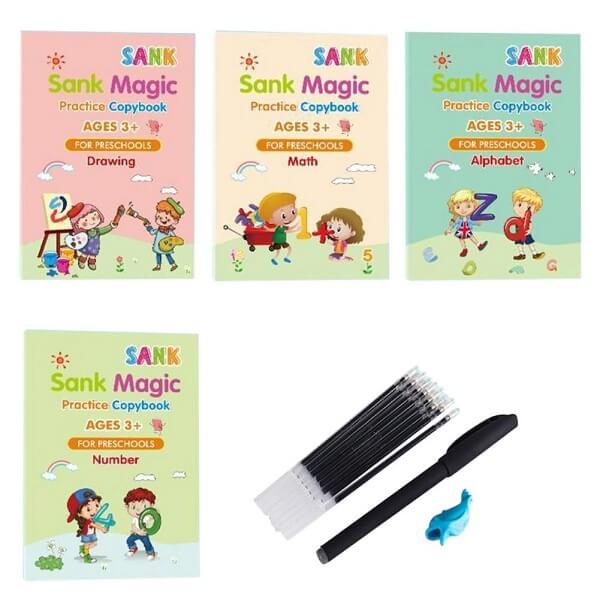 4 čarobne knjige s olovkom za učenje, pisanje i crtanje